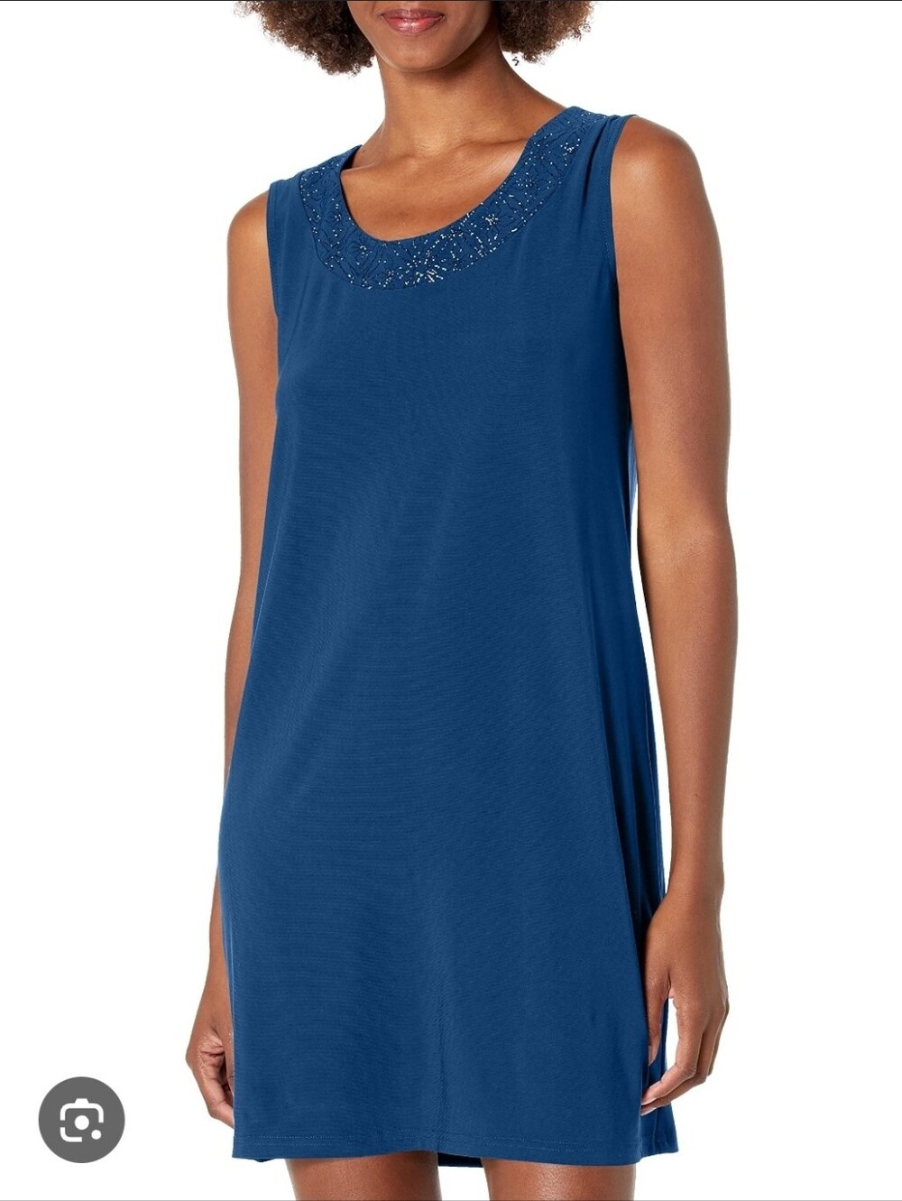 R&M Richards Teal Sleeveless Beaded Scoop Neck Shift Dress Size 16W